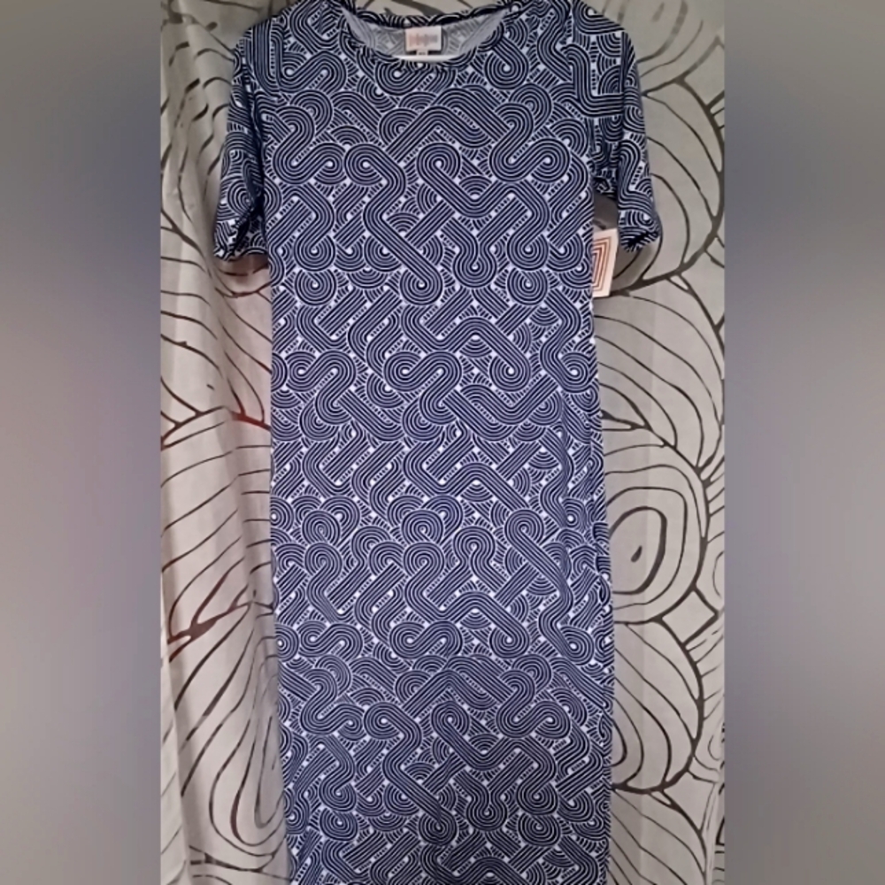 "Vintage" LuLaRoe Blue Geometric Julua Dress